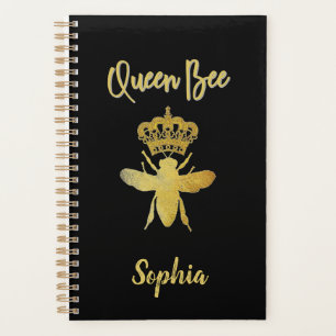 Custom Cute QUEEN BEE Gold Black Undated Monthly Planner