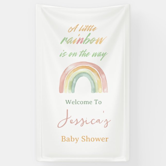 Custom Cute Rainbow Baby Shower Welcome Banner (Vertical)