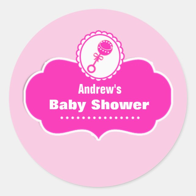 Custom Cute Rattle Baby Shower Favor Sticker (Front)