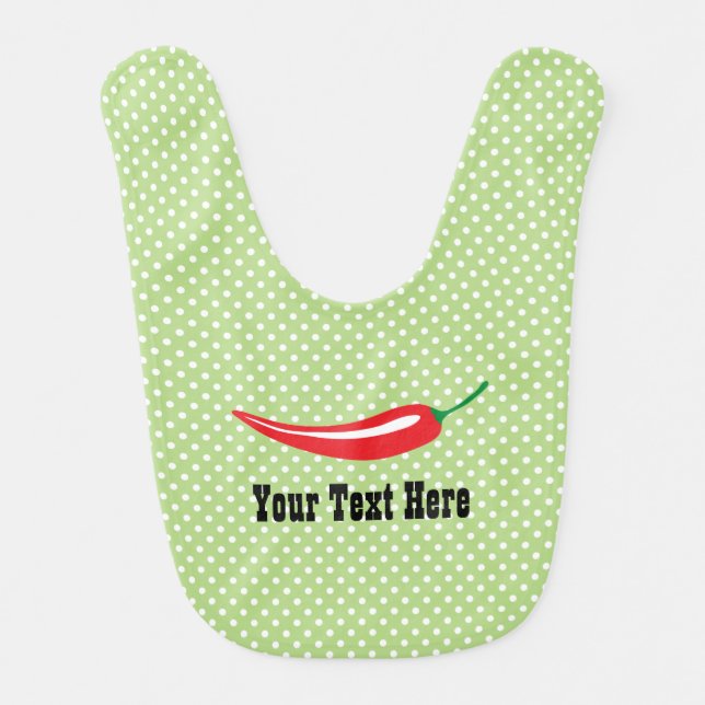 Custom cute red chili pepper polka dots baby bib (Front)