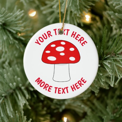 Custom cute red mushroom Christmas tree ornament