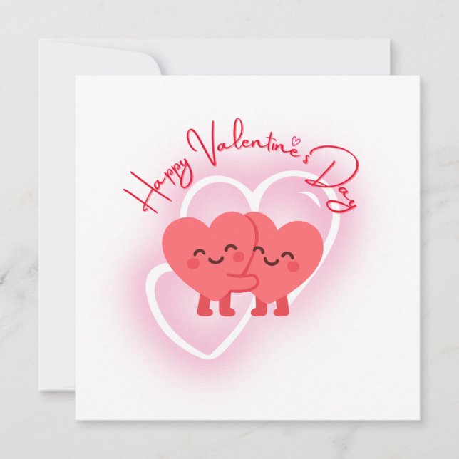 Custom Cute Red Valentine Heart Design Card (Front)