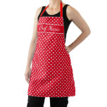 Custom cute red & white polka dots pattern kitchen apron