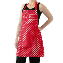 Custom cute red & white polka dots pattern kitchen apron Custom cute red & white polka dots pattern kitchen apron
