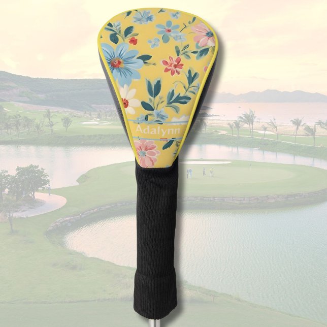Custom Cute Retro Flower Gifts for Women Golfers Golf Head Cover (Custom Chic Retro Flower Gifts for Women Golfers)