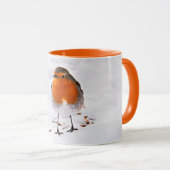 Custom cute Robin bird in snow add name Mug (Front Right)