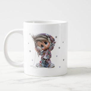 Custom Cute Rockstar Boy Music Giant Coffee Mug