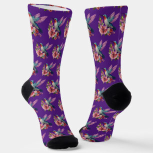 Custom Cute Royal Purple Hummingbird Photo Socks