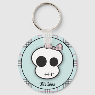 Custom Cute Scary Skull: Teal Keychain