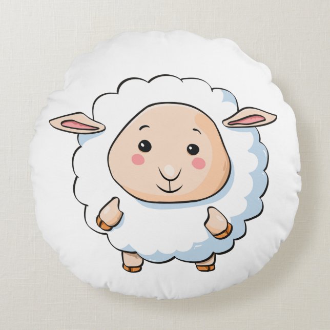 custom cute sheep round pillow (Front)