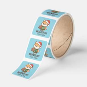 Custom Cute Shiba Inu Christmas Made with Love Square Sticker