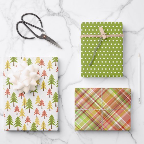 Custom Cute Simple Chic Forest Pine Trees Pattern Wrapping Paper Sheets