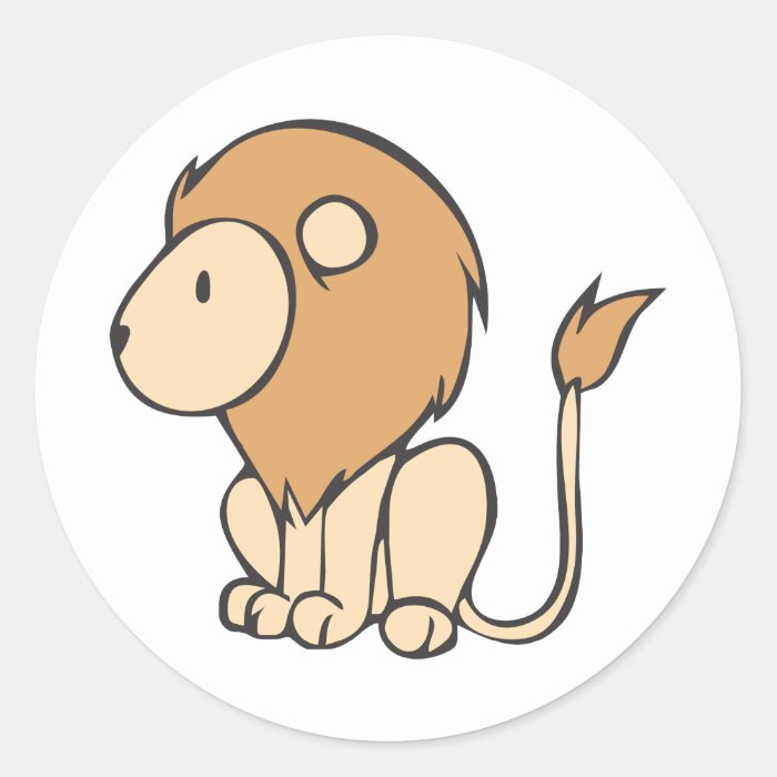 Custom Cute Sitting Baby Lion Cartoon Stickers