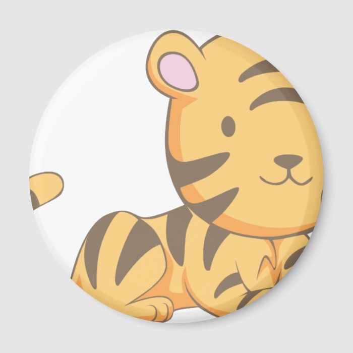 Custom Cute Smiling Cartoon Baby Tiger Cub Fridge Magnet