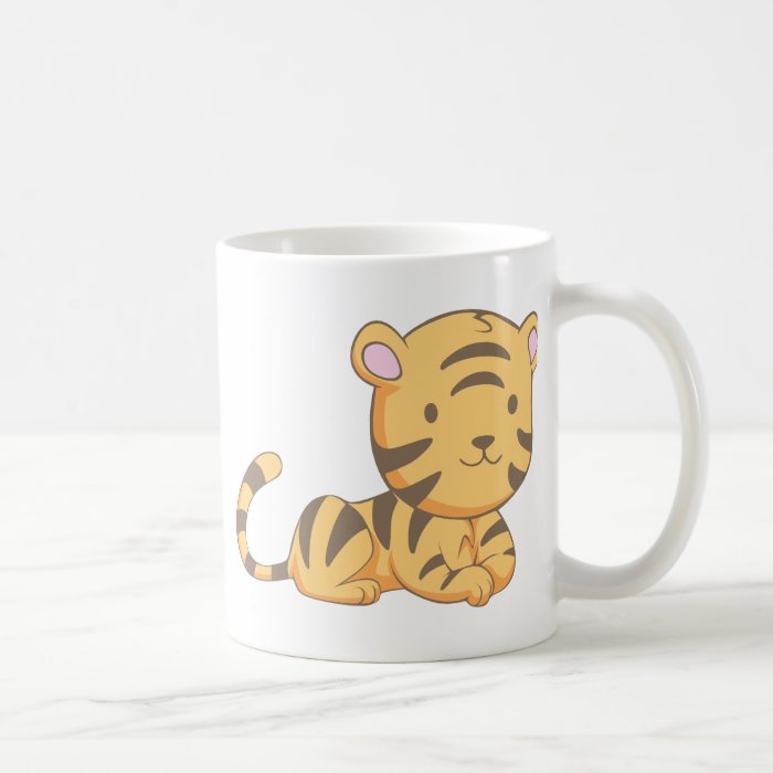 Custom Cute Smiling Cartoon Baby Tiger Cub Mugs