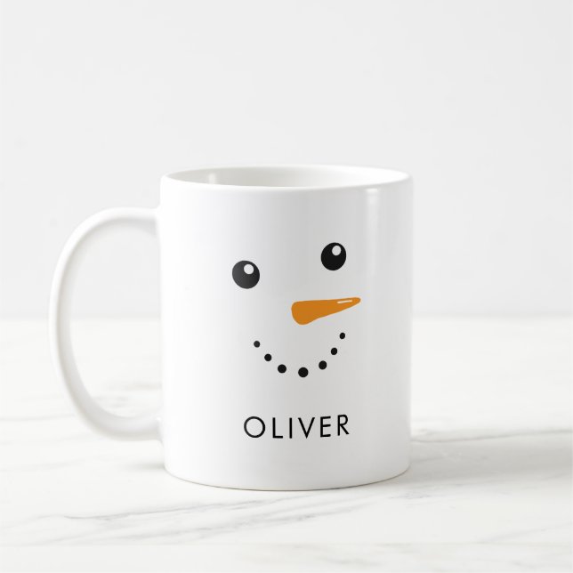 Custom Cute Snowman Face Classic Mug (Left)