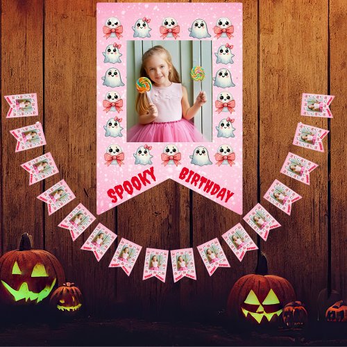 Custom Cute Spooky Ghost Theme Birthday Party Bunting Flags