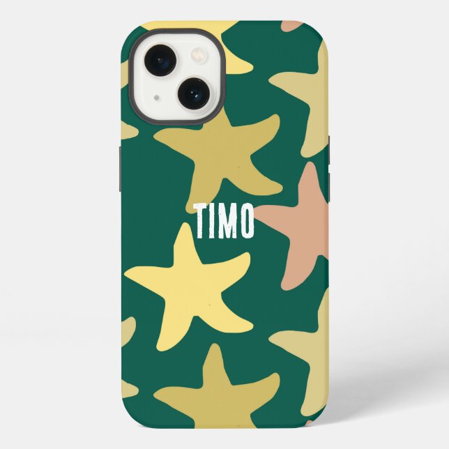 Custom cute starfish green pattern  iphone case (Back)