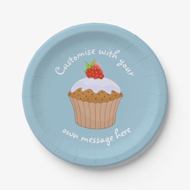 Custom Cute Strawberry Bun Paper Plates (Front)