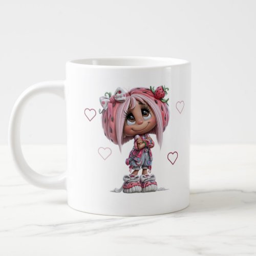 Custom Cute Strawberry Girl Giant Coffee Mug