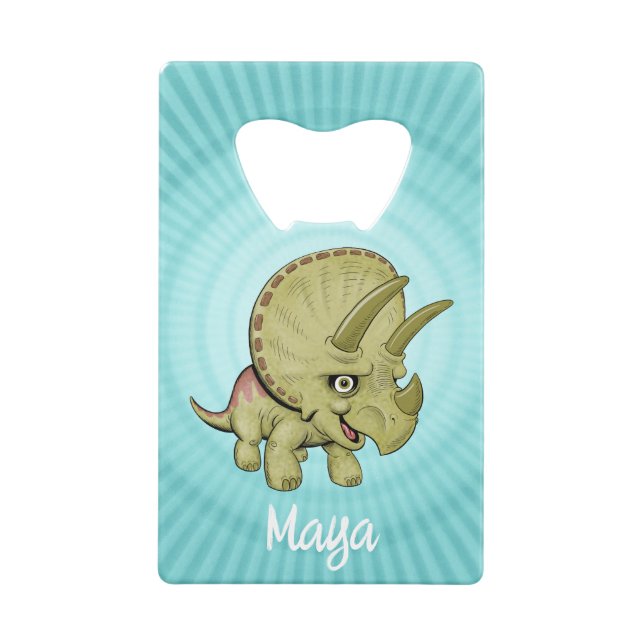 Custom Cute Triceratops Credit Card Bottle Opener (Back)