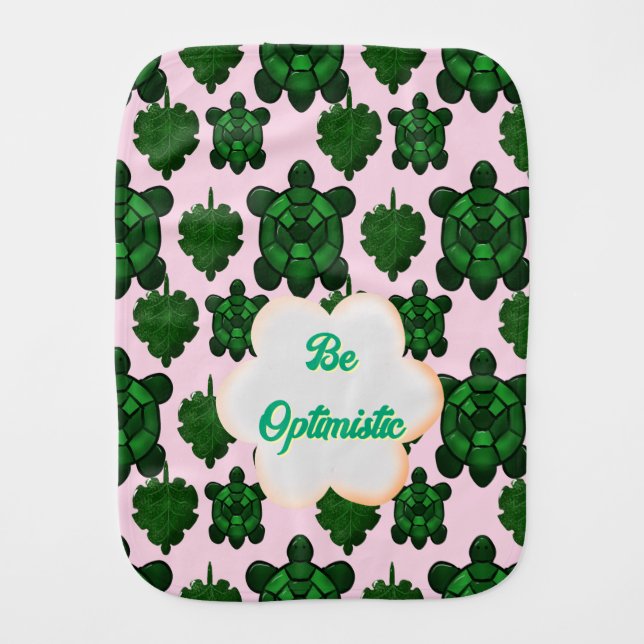Custom Cute Turtle Leaves Seamless Pattern,  Baby Burp Cloth (Front)