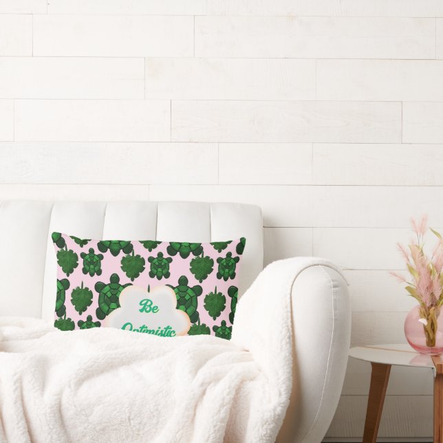 Custom Cute Turtle Leaves Seamless Pattern,  Lumbar Pillow (Couch)