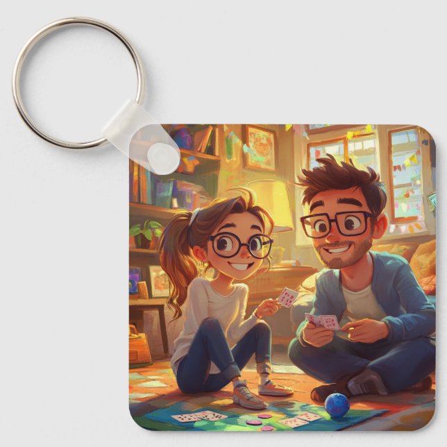 Custom Cute Two Photo Double Sided Personalized Keychain (Front)