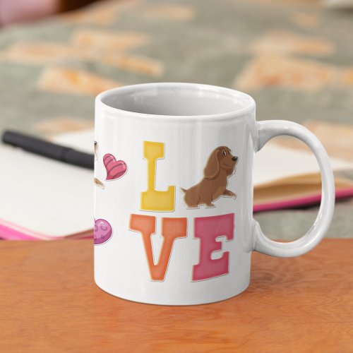Custom Cute Valentines Day Dachshund Dog Lover Coffee Mug