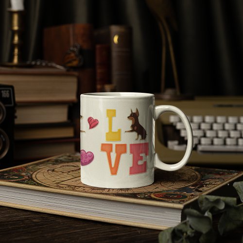 Custom Cute Valentines Day Doberman Dog Lover Coffee Mug