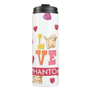Custom Cute Valentine's Day Golden retriever Dog Thermal Tumbler