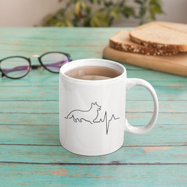 Custom Cute Valentine's Day Theme Heartbeat Dog Coffee Mug (Creator Uploaded)