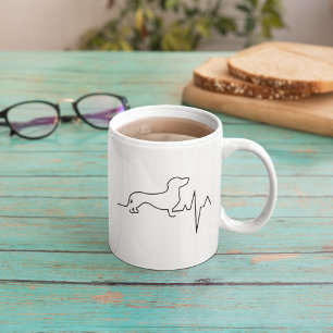 Custom Cute Valentine's Day Theme Heartbeat Dog Coffee Mug