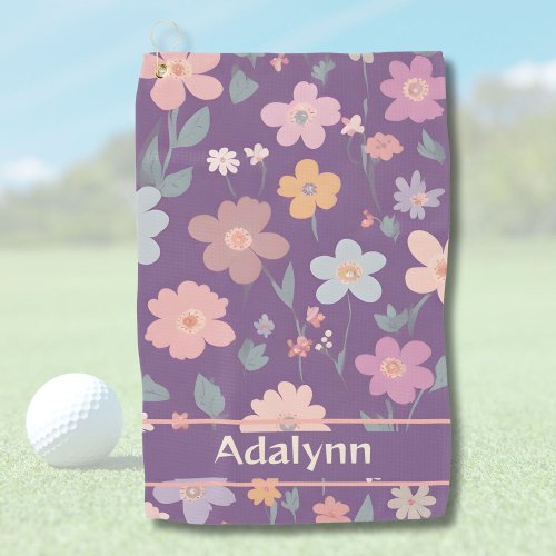 Custom Cute Vintage Floral Gifts for Women Golfers Golf Towel