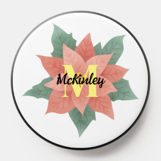 Custom Cute Watercolor Green Flower Monogram PopSocket