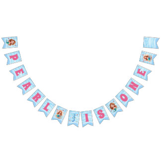 Custom Cute Watercolor Mermaid Sea Birthday Bunting Flags