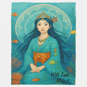 Custom Cute Whismusical Underwater Princess  Fleece Blanket