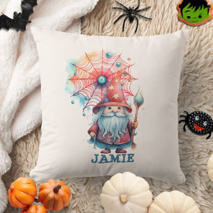Custom Cute Wizard Trick R Treat Halloween Candy Throw Pillow