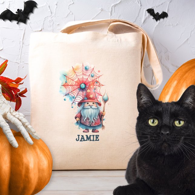 Custom Cute Wizard Trick R Treat Halloween Candy Tote Bag (Creator Uploaded)