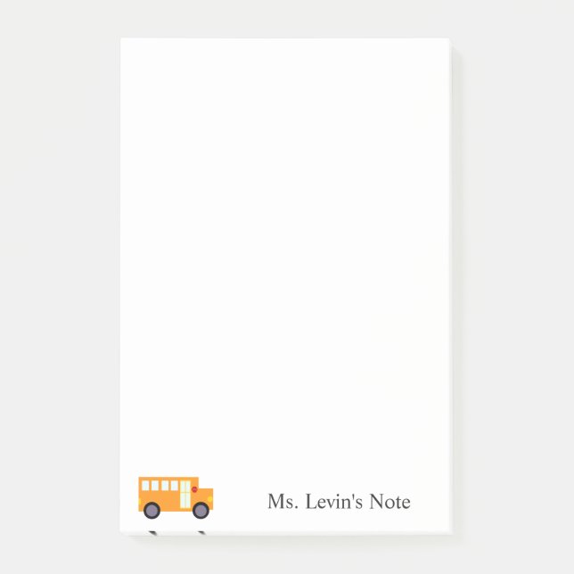 Custom Cute Yellow School Bus Notepad for Teacher (Front)