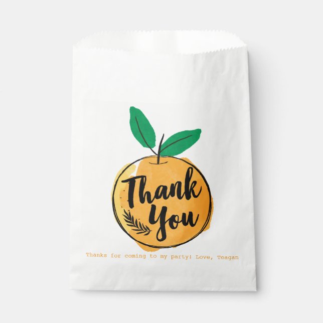 Custom Cutie Orange Thank You Favor Bag (Front)