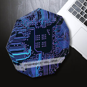 Custom Cyber Blue PCB Circuit Board Tech Art Acrylic Award