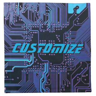 Custom Cyber Blue PCB Circuit Board Tech Art Cloth Napkin