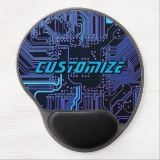 Custom Cyber Blue PCB Circuit Board Tech Art Gel Mouse Pad