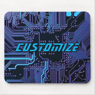 Custom Cyber Blue PCB Circuit Board Tech Art Mouse Pad