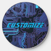 Custom Cyber Blue PCB Circuit Board Tech Art Wireless Charger (Front)