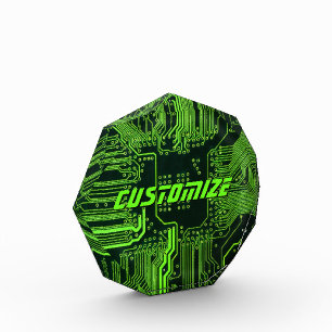 Custom Cyber Green PCB Circuit Board Tech Art Acrylic Award