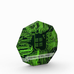 Custom Cyber Green PCB Circuit Board Tech Art Acrylic Award