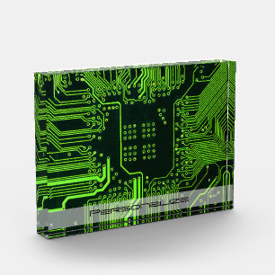 Custom Cyber Green PCB Circuit Board Tech Art Acrylic Award