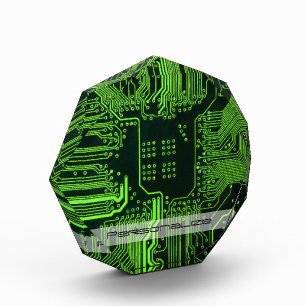 Custom Cyber Green PCB Circuit Board Tech Art Acrylic Award